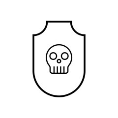 Graphic flat shield skull icon for your design and website