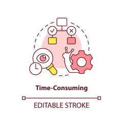 Time consuming concept icon. Long term research. Disadvantage of case study abstract idea thin line illustration. Isolated outline drawing. Editable stroke. Arial, Myriad Pro-Bold fonts used