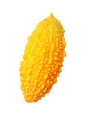 Fresh ripe bitter melon on white background