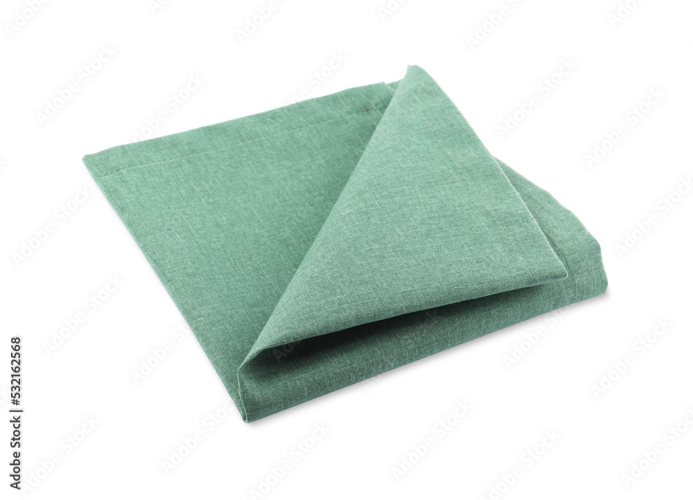 Poster Green cloth kitchen napkin isolated on white