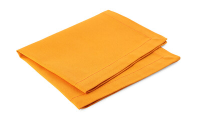 New clean orange cloth napkin isolated on white