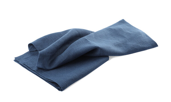 Blue cloth kitchen napkin isolated on white