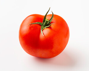One Red Tomato on White Background 