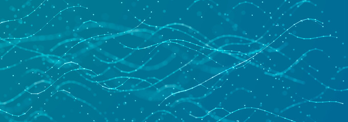 Sci-fi background. Digital landscape with dots and lines. Cyberspace grid. Background concept for your design. 3d