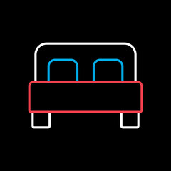 Double bed flat vector icon