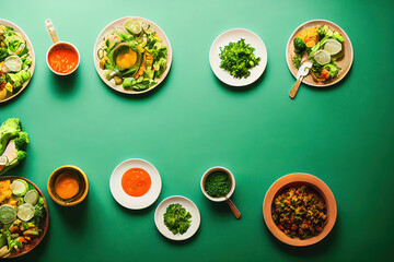 fresh organic mix of vegetables on a plate, healthy salad, 3d render, 3d illustration