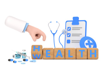 Hand doctor is turning a dice and changes the word 