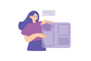 The girl in the pink T-shirt who tells and shows her project