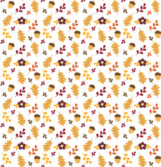 Autumn seamless pattern with acorns and leaves/ Vector background