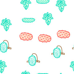 cucumber slice vegetable green vector seamless pattern thin line illustration