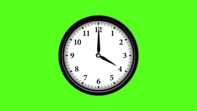 Times fly (Time Flies animation). Wall Watch Icon on Green screen background with time passing fast - Time passes fast 4K animation sign on Chroma key background