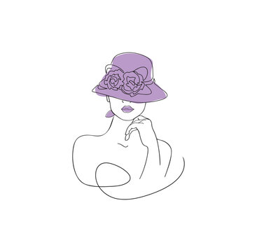 recommend clip art: Line art Beauty Lady Abstract Line art illustration, Abstract lady with flowers line art