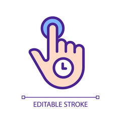 Hold pixel perfect RGB color icon. Long press. Touchscreen control. Smartphone navigation. Show more options. Silhouette symbol on white space. Solid pictogram. Vector isolated illustration