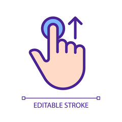 Obraz premium Move upwards pixel perfect RGB color icon. Swipe up. Touchscreen controlling gesture. Slide and scroll. Silhouette symbol on white space. Solid pictogram. Vector isolated illustration