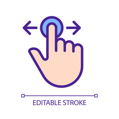 Fototapeta premium Scrolling horizontally pixel perfect RGB color icon. Move left and right. Touchscreen. Device screen navigation. Silhouette symbol on white space. Solid pictogram. Vector isolated illustration