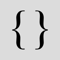 Different brackets set. Curly braces Vector illustration, curly bracket icon in different style. Black designed for web, UI and mobile users. Calligraphic large set.