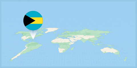 Location of The Bahamas on the world map, marked with The Bahamas flag pin.