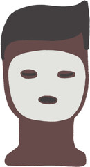 Young man cartoon character applying beauty cloth face mask clipart. Male acne treatment, face skin care routine isolated graphic.