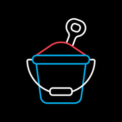Obraz premium Sand Bucket and shovel flat vector icon
