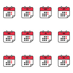 Cute calendar icon bundles vector graphics