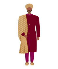 indian man traditional attire. vector