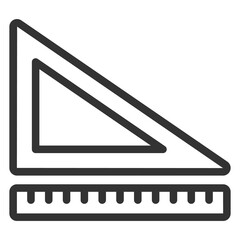 Drawing triangle and ruler - icon, illustration on white background, outline style