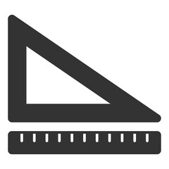 Drawing triangle and ruler - icon, illustration on white background, glyph style