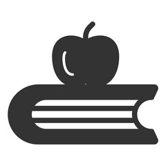 An apple on a closed book - icon, illustration on white background, glyph style
