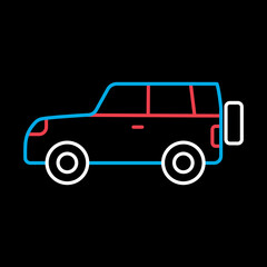 SUV car vector isolated on black background icon