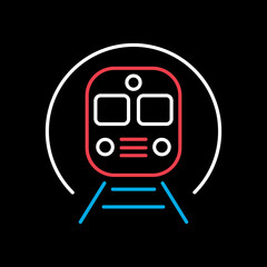 Subway underground metro train flat vector icon