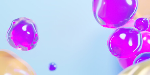 Design shape textured glass objects flying wallpaper background. 