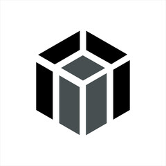 Vector logo design box with abstract letters.