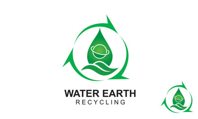 Water-Earth Recycling Logo Design Template.