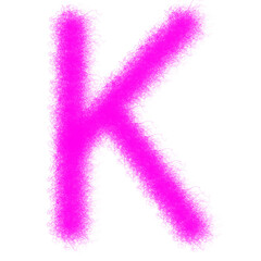 Pink furry letter K isolated on white background
