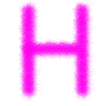 Pink furry letter H isolated on white background