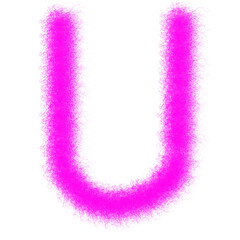 Pink furry letter U isolated on white background