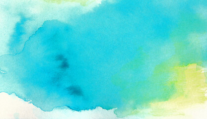 Obraz premium ターコイズブルーと黄色の水彩テクスチャ、背景イラスト Turquoise blue and yellow watercolor texture, background illustration