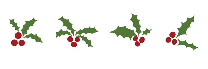 Set of color holly berry hand draw vector illustration.