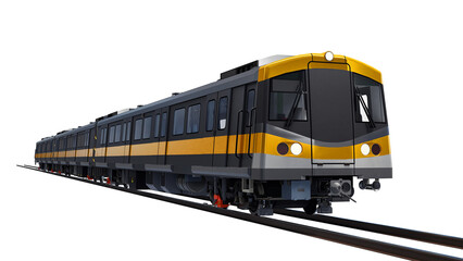 3d model of a subway train on a white isolated background. 3d rendering.