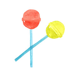 Green and red lollipops candy