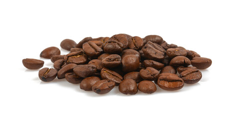 Fototapeta premium Coffee beans isolated on white background. Coffee bean close up.