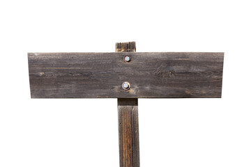 Weathered wood sign isolated.