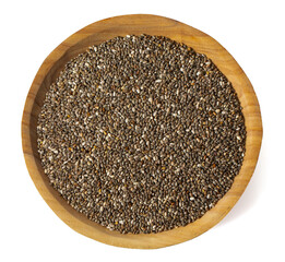 Chia seeds close up. Superfood concept. Isolated on white background.