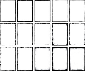 A set of 15 grunge frames made with paint, chalks and charcoal.