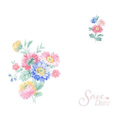 Illustration of chrysanthemum flowers. invitation card. Wedding invitation card template design