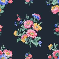 Classic Popular chrysanthemum Flower Seamless pattern background - For easy making seamless pattern use it for filling any contours