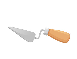 Metal and wooden industrial trowel instrument vector illustration isolated on white background