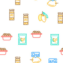 olive oil green branch leaf vector seamless pattern thin line illustration