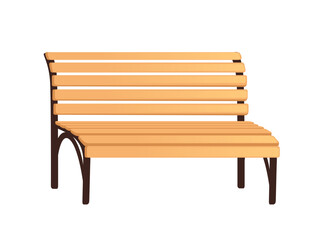 Wooden bench with steel legs outdoor park furniture vector illustration isolated on white background