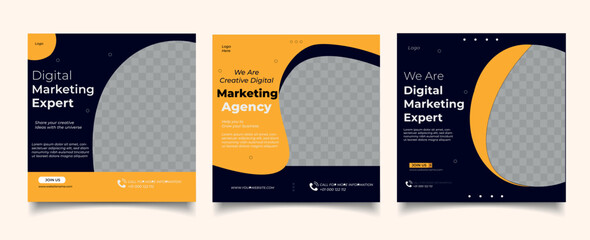 Digital marketing live webinar and corporate social media post template
